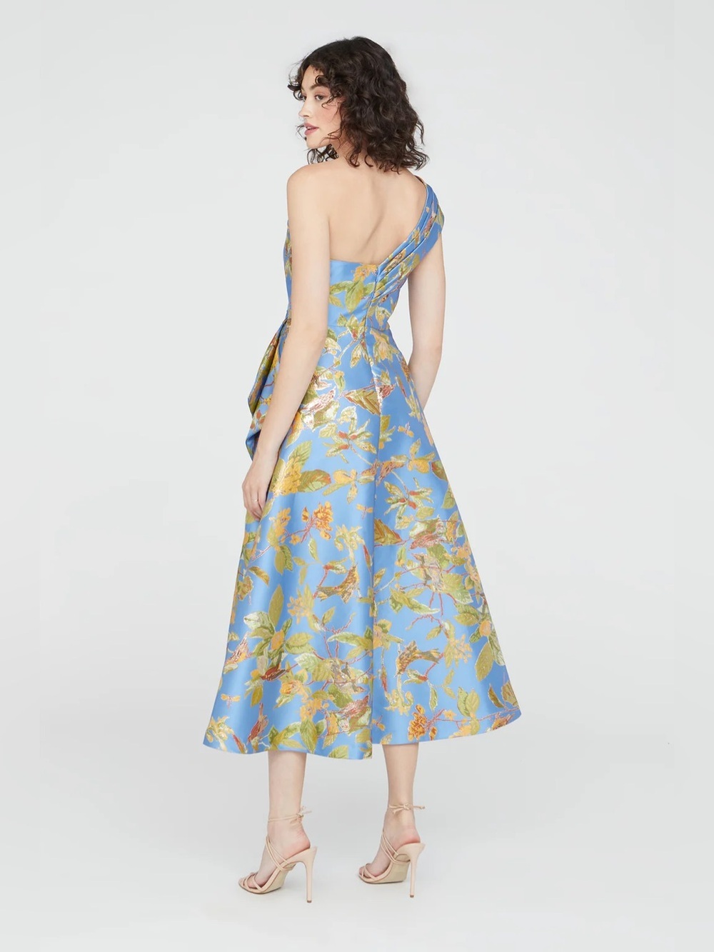 NWT Theia Dalia Tea Length One Shoulder Gown Mini Floral Dress size 2 - Picture 7 of 13